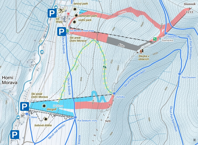 Mapa parkovišť na Dolní Moravě